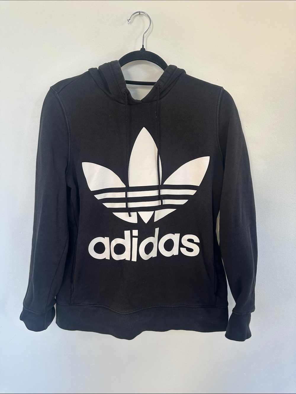 adidas Black Hoodie with White Trefoil Logo